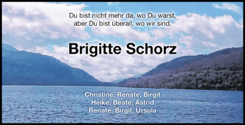 Traueranzeige von Brigitte Schorz von Fränkische Nachrichten