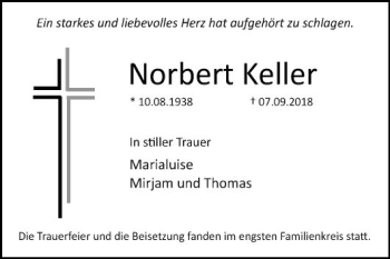 Traueranzeige von Norbert Keller von Mannheimer Morgen