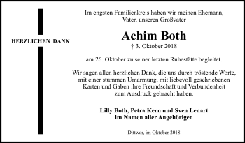 Traueranzeige von Achim Both von Fränkische Nachrichten