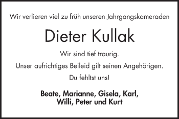 Traueranzeige von Dieter Kullak von Bergsträßer Anzeiger