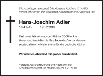 Traueranzeige von Hans-Joachim Adler von Mannheimer Morgen