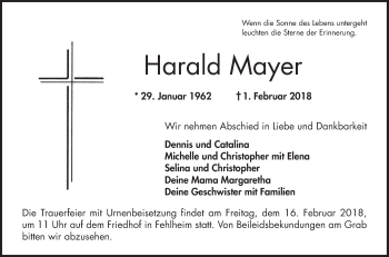 Traueranzeige von Harald Mayer von Bergsträßer Anzeiger