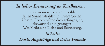 Traueranzeige von Karlheinz Adler von Mannheimer Morgen