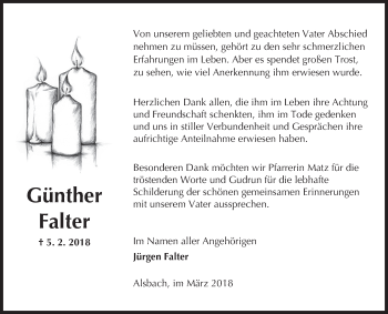 Traueranzeige von Günther Falter 