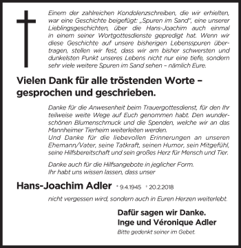 Traueranzeige von Hans-Joachim Adler von Mannheimer Morgen