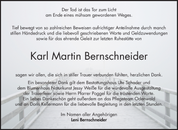 Traueranzeige von Karl Martin Bernschneider von Bergsträßer Anzeiger