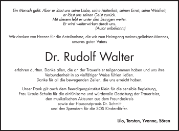 Traueranzeige von Rudolf Walter von Schwetzinger Zeitung