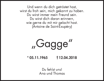 Traueranzeige von Gagge  von Mannheimer Morgen