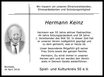 Traueranzeige von Hermann Keinz von Südhessen Morgen