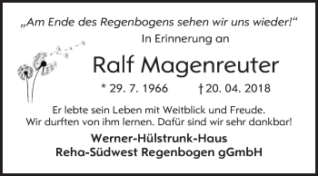 Traueranzeige von Ralf Magenreuter von Mannheimer Morgen