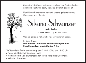 Traueranzeige von Silvana Schwanzer von Südhessen Morgen