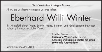 Traueranzeige von Eberhard Willi Winter von Südhessen Morgen