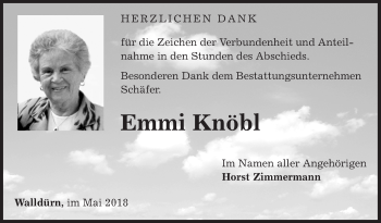 Traueranzeige von Emmi Knöbl von Fränkische Nachrichten