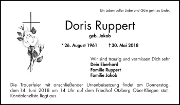 Traueranzeige von Doris Ruppert von Bergsträßer Anzeiger