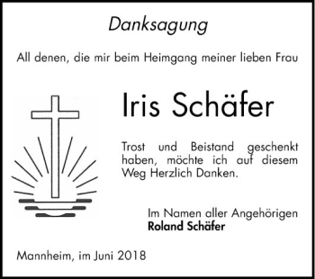 Traueranzeige von Iris Schäfer von Mannheimer Morgen