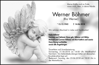 Traueranzeige von Werner Böhmer von Südhessen Morgen