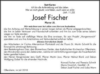 Traueranzeige von Josef Fischer von Schwetzinger Zeitung
