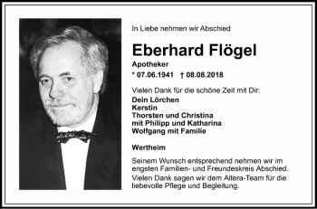 Traueranzeige von Eberhard Flögel von Fränkische Nachrichten