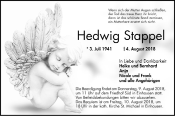 Traueranzeige von Hedwig Stappel von Bergsträßer Anzeiger