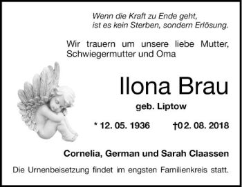 Traueranzeige von Ilona Brau von Mannheimer Morgen