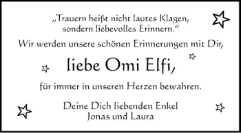 Traueranzeige von Omi Elfi  von Fränkische Nachrichten