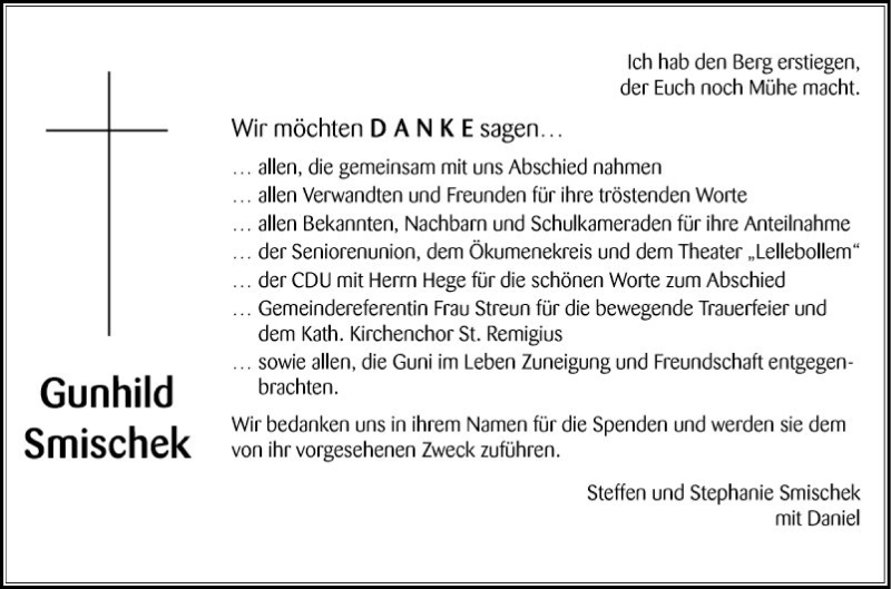 Traueranzeige für Gunhild  Smischek vom 15.09.2018 aus Mannheimer Morgen