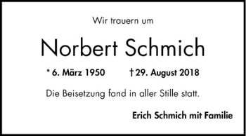 Traueranzeige von Norbert Schmich von Mannheimer Morgen