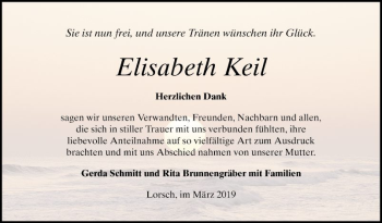 Traueranzeige von Elisabeth Keil von Bergsträßer Anzeiger