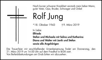 Traueranzeige von Rolf Jung von Schwetzinger Zeitung