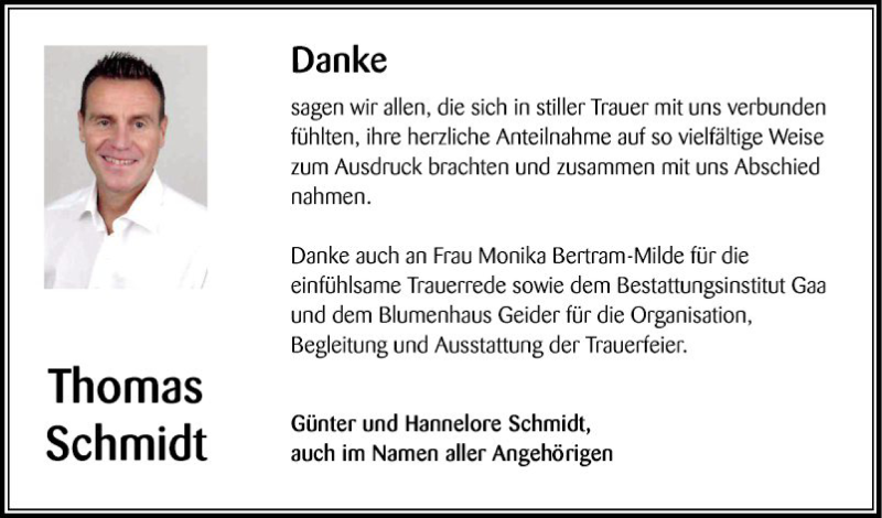  Traueranzeige für Thomas Schmidt vom 27.07.2019 aus Schwetzinger Zeitung