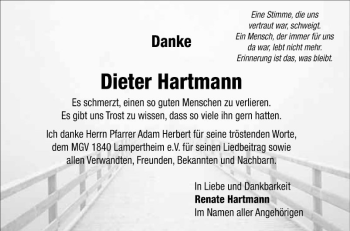 Traueranzeige von Dieter Hartmann von Südhessen Morgen