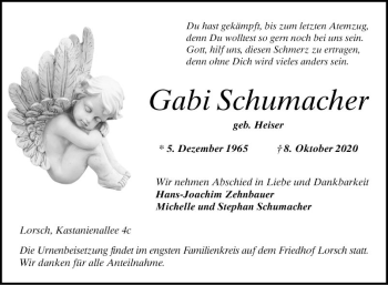 Traueranzeige von Gabi Schumacher von Bergsträßer Anzeiger