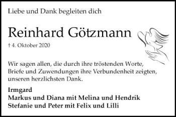 Traueranzeige von Reinhard Götzmann von Mannheimer Morgen