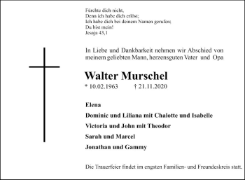 Traueranzeige von Walter Murschel von Bergsträßer Anzeiger