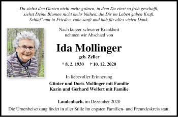 Traueranzeige von Ida Mollinger von Fränkische Nachrichten