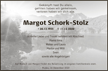 Traueranzeige von Margot Schork-Stolz von Fränkische Nachrichten