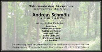 Traueranzeige von Andreas Schmälz von Fränkische Nachrichten