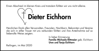 Traueranzeige von Dieter Eichhorn von Schwetzinger Zeitung