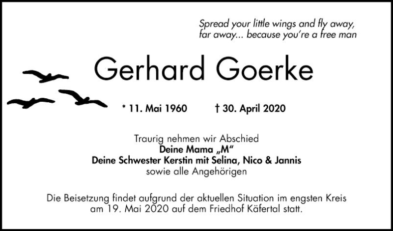  Traueranzeige für Gerhard Goerke vom 09.05.2020 aus Mannheimer Morgen