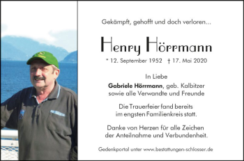 Traueranzeige von Henry Hörrmann von Südhessen Morgen