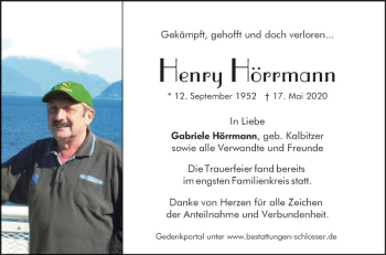 Traueranzeige von Henry Hörrmann von Südhessen Morgen