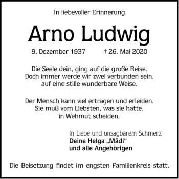 Traueranzeige von Arno Ludwig von Mannheimer Morgen