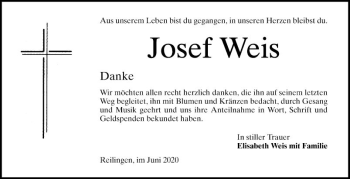 Traueranzeige von Josef Weis von Schwetzinger Zeitung
