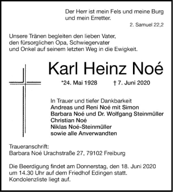 Traueranzeige von Karl Heinz Noe von Mannheimer Morgen