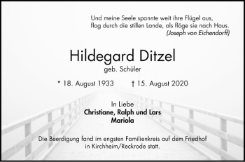 Traueranzeige von Hildegard Ditzel von Bergsträßer Anzeiger