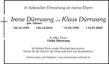 Traueranzeige von Klaus Dürrwang von Südhessen Morgen