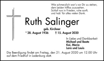 Traueranzeige von Ruth Salinger von Mannheimer Morgen