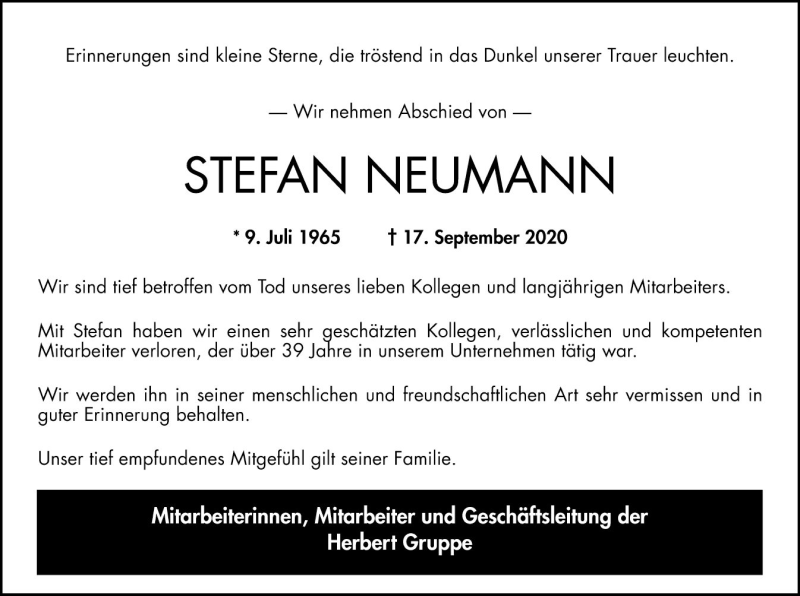  Traueranzeige für Stefan Neumann vom 26.09.2020 aus Bergsträßer Anzeiger