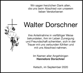 Traueranzeige von Walter Dorschner von Schwetzinger Zeitung