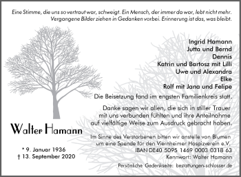 Traueranzeige von Walter Hamann 